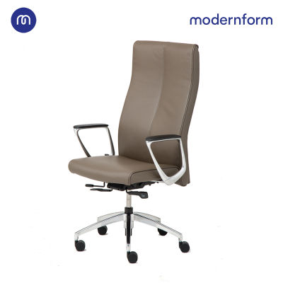 Modernform เก้าอี้ผู้บริหาร ระดับพรีเมี่ยม รุ่น Series12  หุ้มหนังแท้ สีน้ำตาลเข้ม  ระบบโยกเอน Synchronize mechanism ปรับความหนืดตามน้ำหนักคนนั่ง