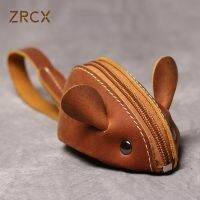 ZRCX Dompet Koin หนังแท้ขนาดเล็กสุดสร้างสรรค์เคสกุญแจมีซิปลายหนูน่ารักกุญแจแบบพกพาผู้ชายผู้หญิงกระเป๋าใส่กุญแจของเด็ก