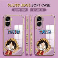 Diorcase For Honor 90 5G,90 Lite 5G ฟรีสายคล้อง + การ์ตูนอนิเมะ Happy Luffy ขอบสี่เหลี่ยม Pattern Plated เคสโทรศัพท์ Luxury Plated Soft เคสโทรศัพท์