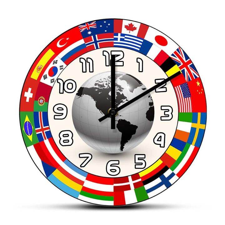 Flags Of The World Unity Modern Design Printed Wall Clock For Office