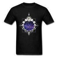 Constelaciones y fases lunares único hombres camiseta algodón negro Casual Top camiseta diseño de arte geométrico  HN0E