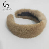 2021New Winter Real Mink Fur Headband Women Hair For Women Hair Accessories Solid Head Wraps Warm Furry Gift