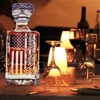 Decanter, whiskey bottle, wine beer container, whiskey glass bottle, home bar decoration tools, American flag pattern decanter