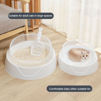 Pet Semi-enclosed Cat Litter Box Round Cat Toilet Cleaning Supplies Cat Litter Box