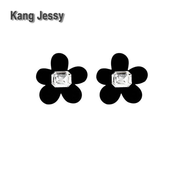 kang-jessy-ต่างหูดอกไม้สีดำ-flocking-หญิง-2023-สไตล์ใหม่เครื่องประดับหูอินเทรนด์สไตล์เกาหลีบุคลิกภาพที่โอ้อวดต่างหูเฉพาะกลุ่ม