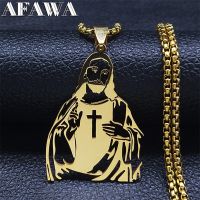 ZZOOI Stainless Steel Catholic Jesus Cross Necklaces Women/Men Gold Color Pendants Necklaces Jewelry collar acero inoxidable N7022S02