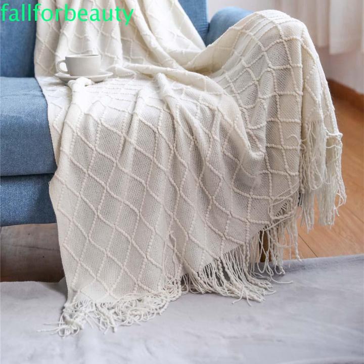 fallforbeauty-100-acryli-throw-warm-home-supplies-blanket-with-tassels-lightweight-scarf-for-couch-bed-solid-color-soft-home-textilemulticolor