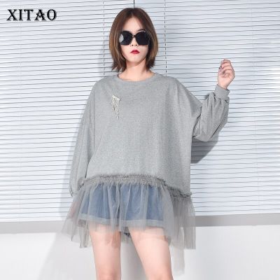 XITAO Sweatshirt Casual  Diamonds Brooch Decoration Women Top