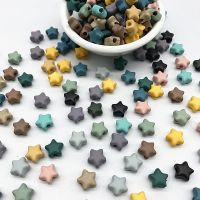 New 50pcs 10mm Matte Color Five-pointed Star Loose Beads Children Handmade DIY Clothing Accessories