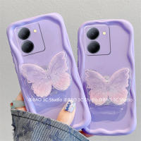 เคสโทรศัพท์ VIVO Y36 Y16 Y02s Y30 Y77 IQOO Z7 Z7X Y01 Y15A Y15s Y75 Y55+ Plus 5G 4G เคส ยอดนิยม INS ครีมการ์ตูนน่ารักสดกันกระแทกปลอกอ่อนพร้อม2023ด้ามจับลายผีเสื้อเงาไล่ระดับสี