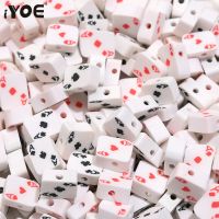 iYOE 30/50/100pcs Funny Poker a Clay Beads Mix Color Spacer Beads For Jewelry Making Supplies Diy Ornament Accessories