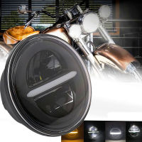 Universal 7 "นิ้ว H4 LED Moto ไฟหน้าสำหรับ Softail Slim Fat Boy 7นิ้ว Halo Angel Eyes DRL DOT Led ไฟหน้ารถจักรยานยนต์