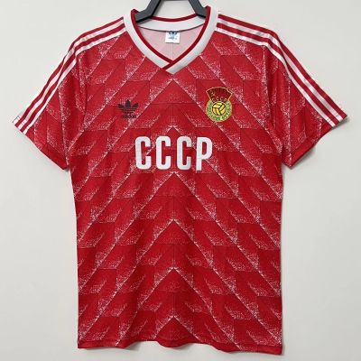 เสื้อกีฬาแขนสั้น ลายทีมชาติฟุตบอล Soviet home 88-89 คุณภาพสูง ไซซ์ S-XXL