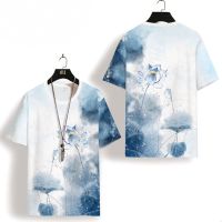 Printed Short-Sleeved T-Shirt Mens Antique Chinese Style National Tren