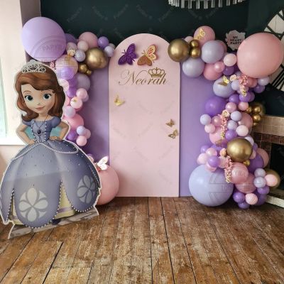 90pcs Sofia Aluminium Foil Balloons Pink Purple Garland Arch Kit For Birthday Party Decors Age 1-9 32" Foil Balloon Baby Shower Balloons