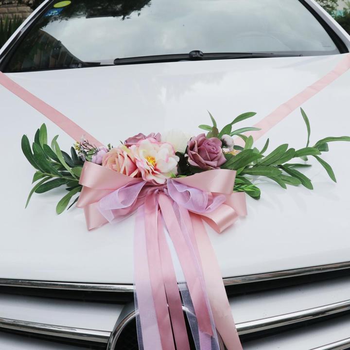 dolity-งานแต่งงานตกแต่งรถเครื่องประดับรถพวงมาลัยรถกับโบว์