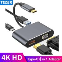 USB C ฮับ Type C เป็น HDMI-Compatible Splitter Type C To VGA USB USB C 3.0อะแดปเตอร์ PD ที่ชาร์จไฟรวดเร็ว USB ฮับ USB สำหรับอุปกรณ์เครื่องพีซี