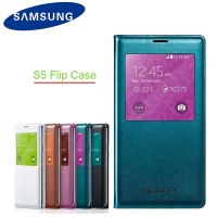 ♀✠№ Original Samsung S5 Flip Case for Samsung Galaxy S5 G900 G900F G900H G900M I9600 S View Smart Window Leather Case