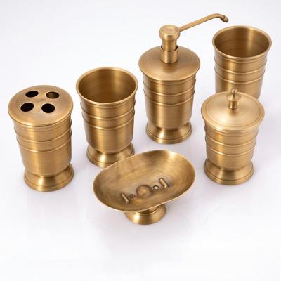 1Pc Antique Brass Copper Mouth Cup Liquid Soap Dispenser Dish Toothbrush Holder Gargle Cup Storage Tank Bathroom Cleaning Supply