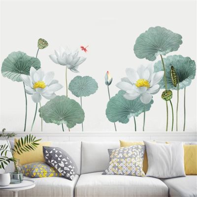Lotus Flower Wall Stickers For Living Rooms  Sofa Bedroom Background Wall Decoration Home Decor Vinyl Sticker