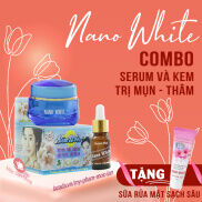 Bộ kem ngừa mụn thâm, trắng da, làm mịn da Nano White gồm kem và serum