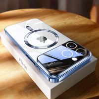 Luxury Magnetic HD Lens Protector Clear Phone Case For iPhone 14 13 11 12 Pro Max 14 Plus For Magsafe Wireless Charge Soft Cover