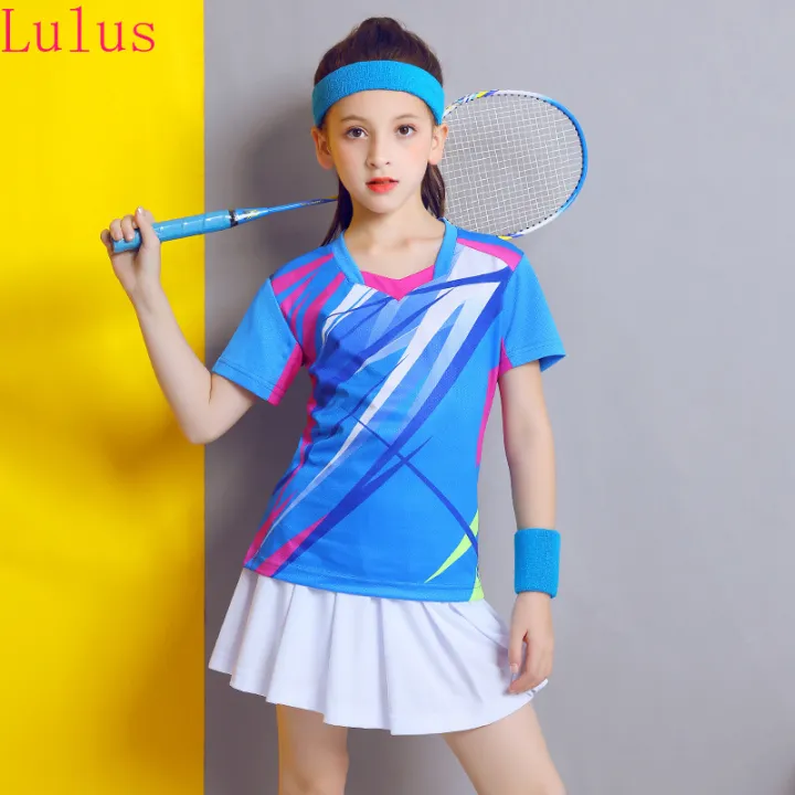 Lulus Kid Badminton Suit Short Sleeve Girls Tennis Shirt Skirtt Sets Girl  Ping Pong Clothes Child Volleyball Kits Sportswear Clothing
