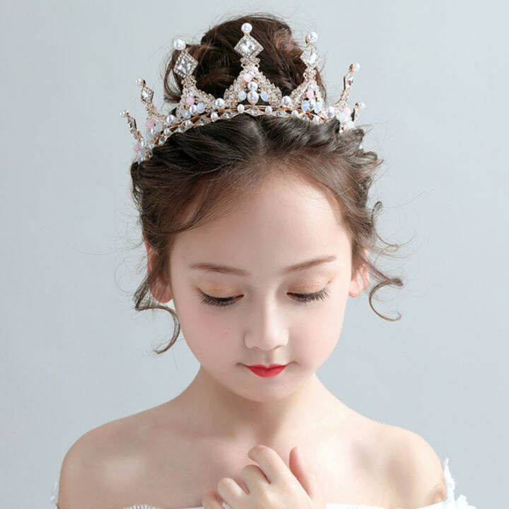 Kenaidoo Crystal Rhinestone Tiara Birthday Wedding Princess Crown Pearl 