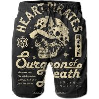 Fashional MenS Beach Shorts O-Ne Piece Trafalgar D Law Anime , Surfing Flat Front Shorts , 3D Print Casual Sweatpants Shorts Swim Trunks Pants With Pockets M-4XL