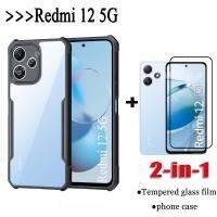 2in1เรดมี่12กันกระแทกปกป้องหน้าจอกระจกเทมเปอร์เคสแข็งใสและ Redmi12