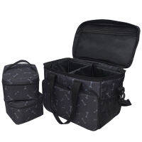 Dog Travel Bag - Airline Approved Travel Set for Stores All Your Dog Accessories -2X Food Storage Containers