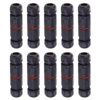 10pcs Ip68 Waterproof Electrical Wire Cable 3pin Connector Outdoor Plug Socket