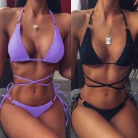 【CC】New Sexy 2 Piece Micro Bikini Criss Cross Swimwear Bandage Woman Swimsuit Female Thong Bikinis Set Female Bathing Suit Beachwear