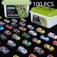 100pcs Alloy Racing Cars Iron Sheet Return Cars Storage Bucket Rare Edition Alloy Car Set