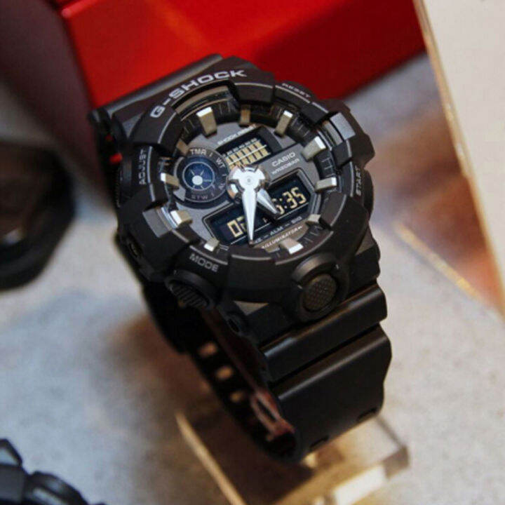 ต้นฉบับ-g-shock-ga700-ผู้ชายกีฬานาฬิกาคู่แสดงเวลา-200-เมตรกันน้ำกันกระแทกเวลาโลก-led-แสงอัตโนมัติรับประกัน-4-ปี-ga-700-1b-ใหม่แท้