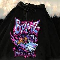 Bratz Letter Sweatshirts s Casual Black Tops harajuku Fashion Hooded Streetwear Long Sleeve Graphic Jacket Clothes Size XS-4XL