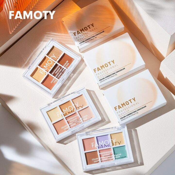 ครีมคอนซีลเลอร์แบบมืออาชีพ6สีบรอนเซอร์สีม่วงคอนทัวร์กันน้ำชุ่มชื้นปกปิดรอยคล้ำพาเลทสำหรับแต่งหน้าใบหน้า