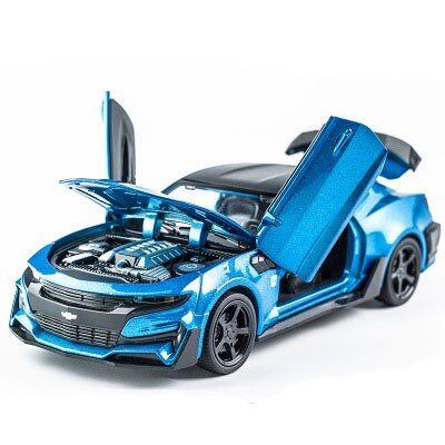 โมเดลรถ Diecast อัลลอยด์แบบ1:32 Chevrolet Camaro ไฟหลัง Mobil Mainan Anak-Anak สำหรับเป็นของขวัญสำหรับเด็กรถเหล็กหล่อ