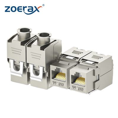 ZOERAX 1Pcs Cat6a Cat7 Keystone Jack Cat7 RJ45 STP Tool-Less Type Zinc Alloy Module Jacks Adapter Coupler for 22 to 26 AWG Cable