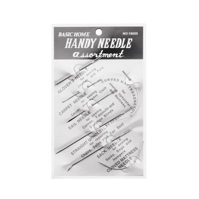 7 Repair Sewing Needles Curved Threader for Leather Canvas Stainless Steel Silver