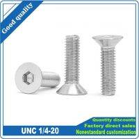 10pcs UNC 1/4-20 US Coarse Thread 304 A2-70 Stainless Steel Hex Hexagon Socket Flat Countersunk Head Screw Bolt 5/8" 1-1/4" Etc. Screw Nut Drivers