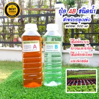 ปุ๋ย​ AB​ สำหรับปลูกผักสลักและผักไทยทุกชนิดแบบน้ำ​ ขนาดอย่างละ​ 500ml ใช้ปลูกผักไฮโดรโปนิกส์ได้ทั้งระบบน้ำวนและน้ำนิ่ง