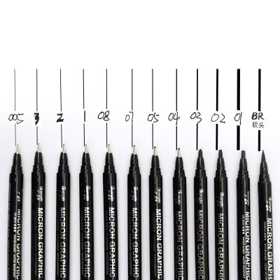 12Pcs/Set Waterproof Sketch Pigment Fine Liner Pen Drawing Needle Pen Professional Art Marker Micron Pen School Art Supplies