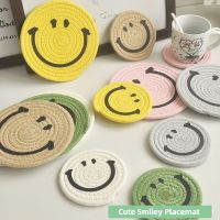 【CW】 Smiley Placemat Cotton Thread Heat-resistant Table Non-slip Bowl Coaster Cup Accessories