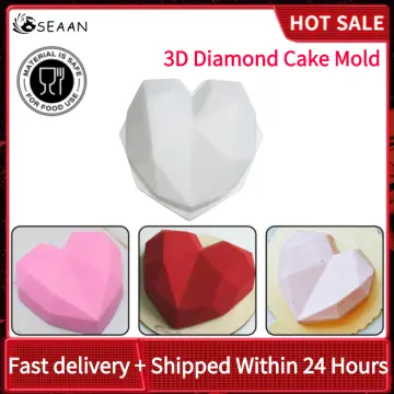 3D Silicone Large Heart Shape Cake Mould Geometric Baking Mold