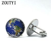 【hot】 2018/ hot sale mens cufflinks high quality Globe world map ladies silver colo bronze