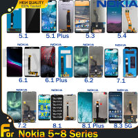 Beyondwolf หน้าจอจอ LCD แบบดั้งเดิมสำหรับ Nokia 5.1 5.1บวก5.3 5.4 6.1 6.1บวก6.2 7.1 7.2 8.1 8.1บวก8.3 5G หน้าจอสัมผัสแอลซีดีสำหรับ Nokia 5 ~ 8ชุดพร้อมเครื่องมือซ่อมและกาวฟรี