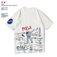 NASA and Coca Cola White Short Sleeve Tshirt เสื้อยืดคอก ลมแขนสั้นพิมพ์ลาย nasa and coca cola ท็อปส์สําหรับผู้ชายสีขาวS-5XL