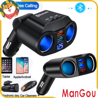 ManGou ที่ชาร์จในรถยนต์ QC3.0 Car Charger ชาร์จเร็ว รองรับบลูทูธโทร/ดิสก์ U ฟังเพลง ที่ชาร์จอย่างรวดเร็ว ซ็อกเก็ตคู่ 4.8A 2USB 12V-24V ชาร์จมือถือ