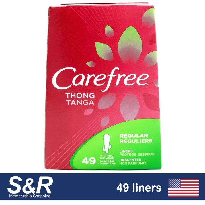 Carefree Thong Panty Liners Unscented with Wings 49 pieces Lazada PH